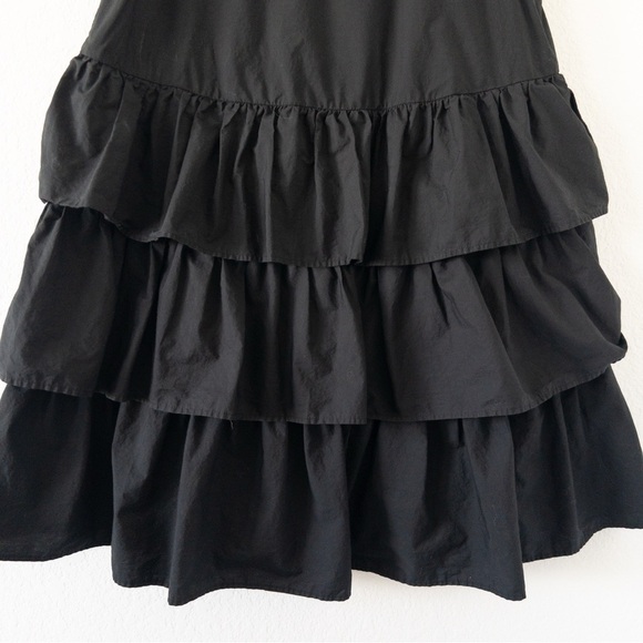 Who What Wear Black Sleeveless Tiered Ruffle Midi Dress Women’s Size Medium - Picture 9 of 11